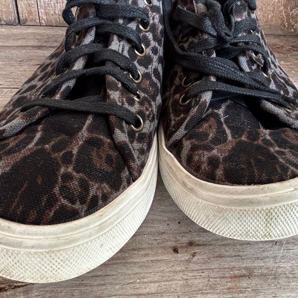 Saint Laurent Leopard Print Blue Black Brown Sneakers 39.5 (fit 8.5) - Picture 8 of 12